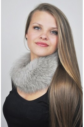 Grey Fox fur headband - Fur collar
